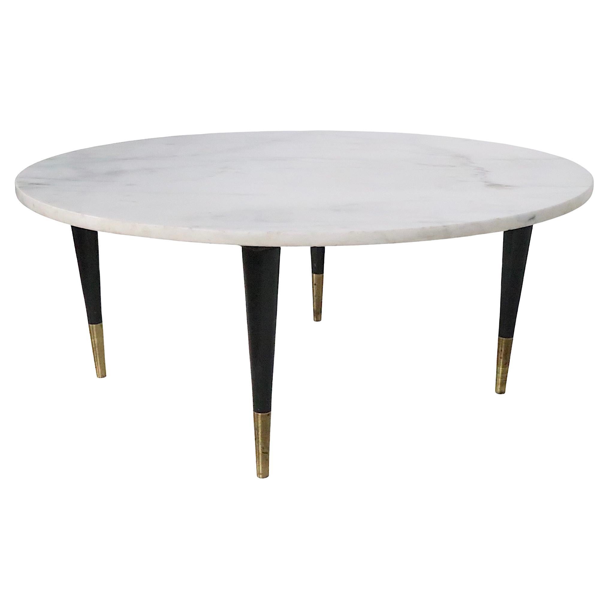 Black and White Mid Century Marble Top Coffee Cocktail Table, circa 1950/1960s For Sale