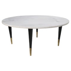 Black and White Mid Century Marble Top Coffee Cocktail Table, circa 1950/1960s