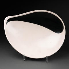 Black and white mid-century signed abstract decor ceramic