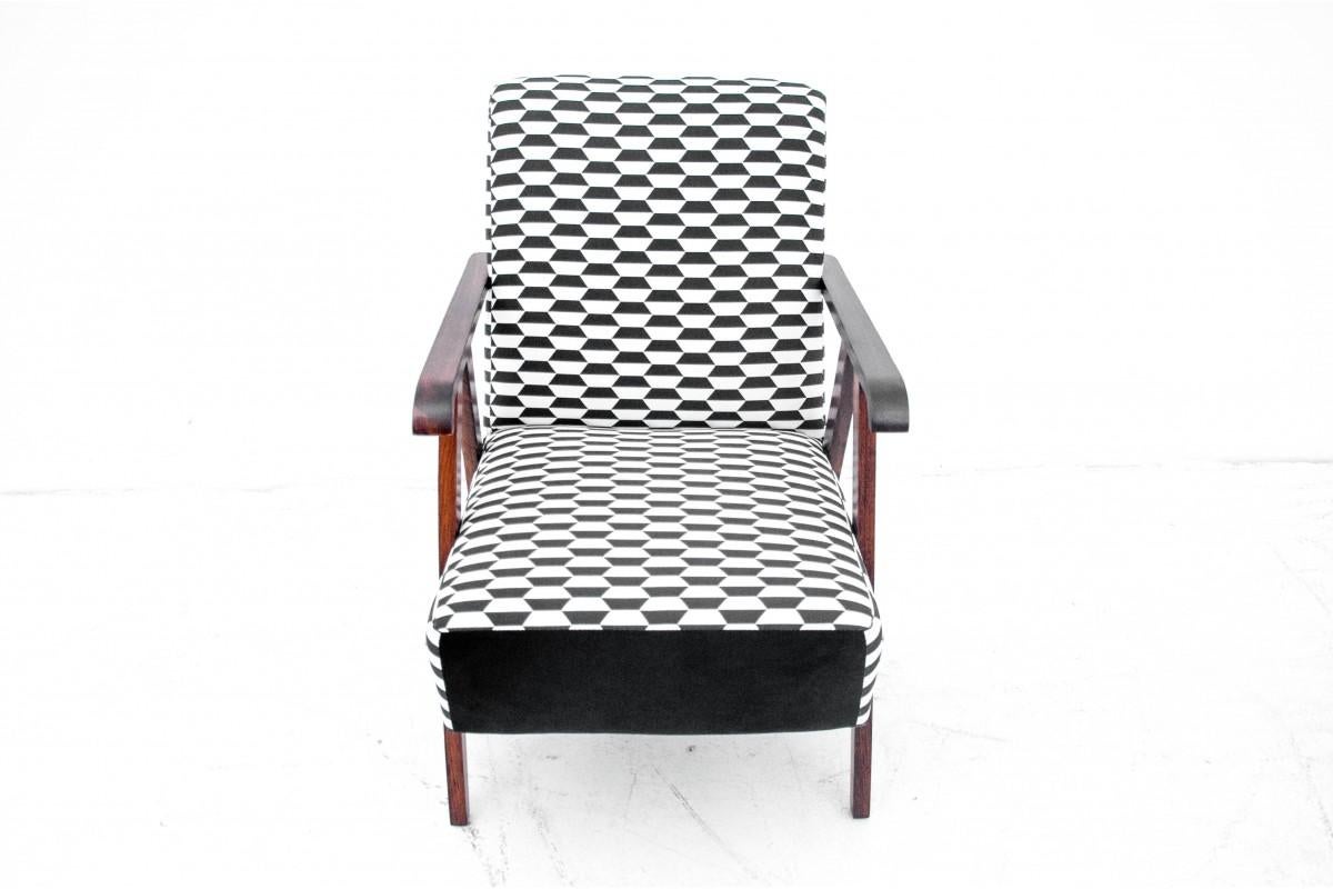 Mid-20th Century Black and White Mid-Century Modern Armchairs, Set of 2, Restored