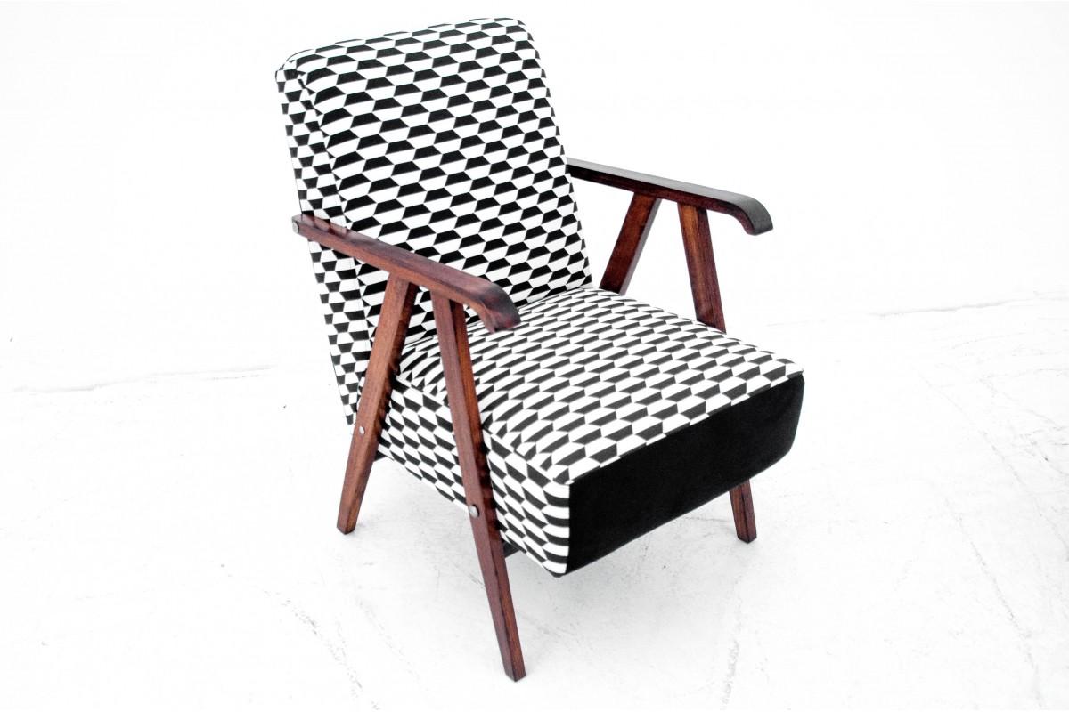 Black and White Mid-Century Modern Armchairs, Set of 2, Restored 1