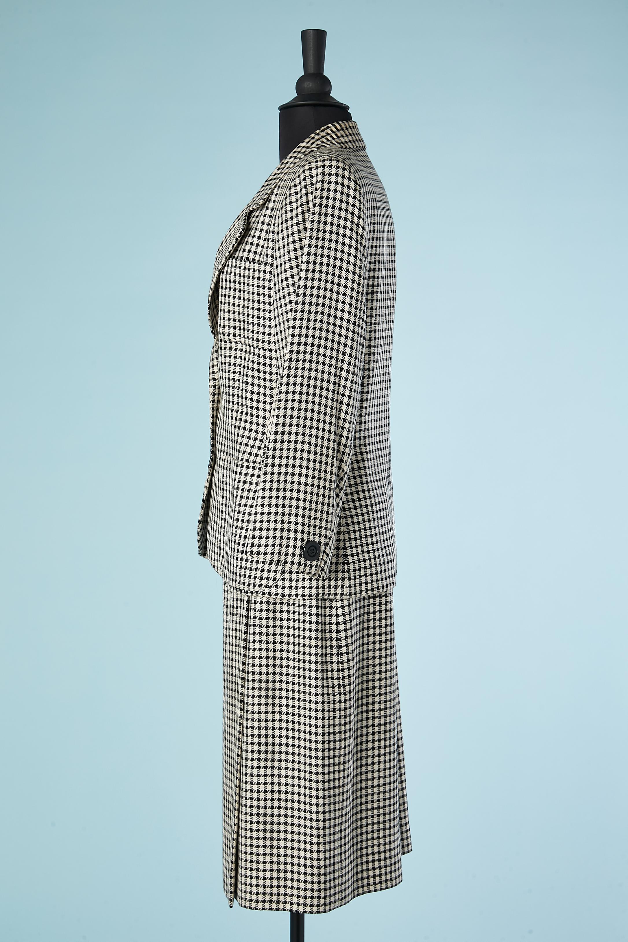 Women's Black and white mini check pattern skirt-suit Yves Saint Laurent Variation  For Sale