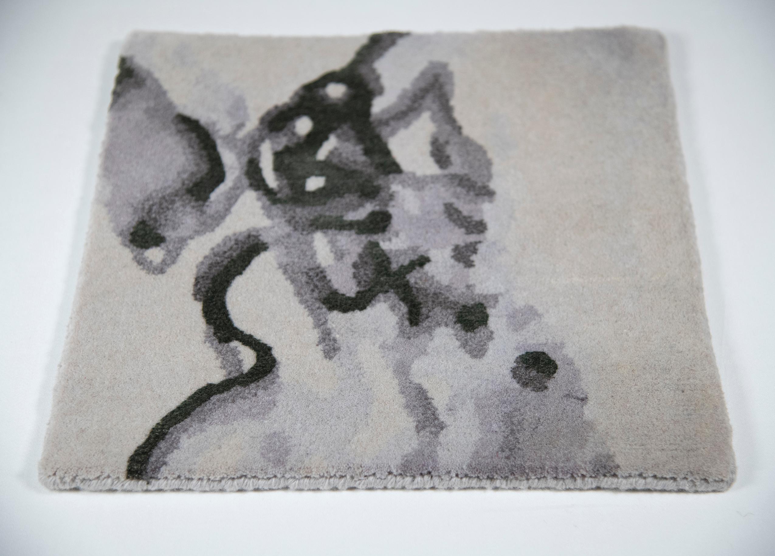 This rug is called “Sumi”…it is derived from the original painting by the later artist, Larry Roberts.
No two are the same…made to order,…customizable in size, shape and color.
The quality of the hand tufting is of superior thickness and