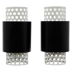 Vintage Black and White Modernist Tubular Sconces in the Manner of Mategot