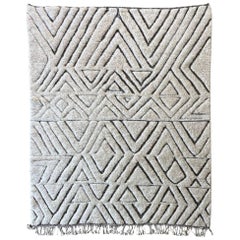 Black and White Moroccan Rug 5x8 FT, Handwoven Textured Tribal Design