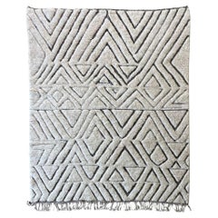 Black and White Moroccan Rug 8x10 FT, Handwoven Textured Tribal Design