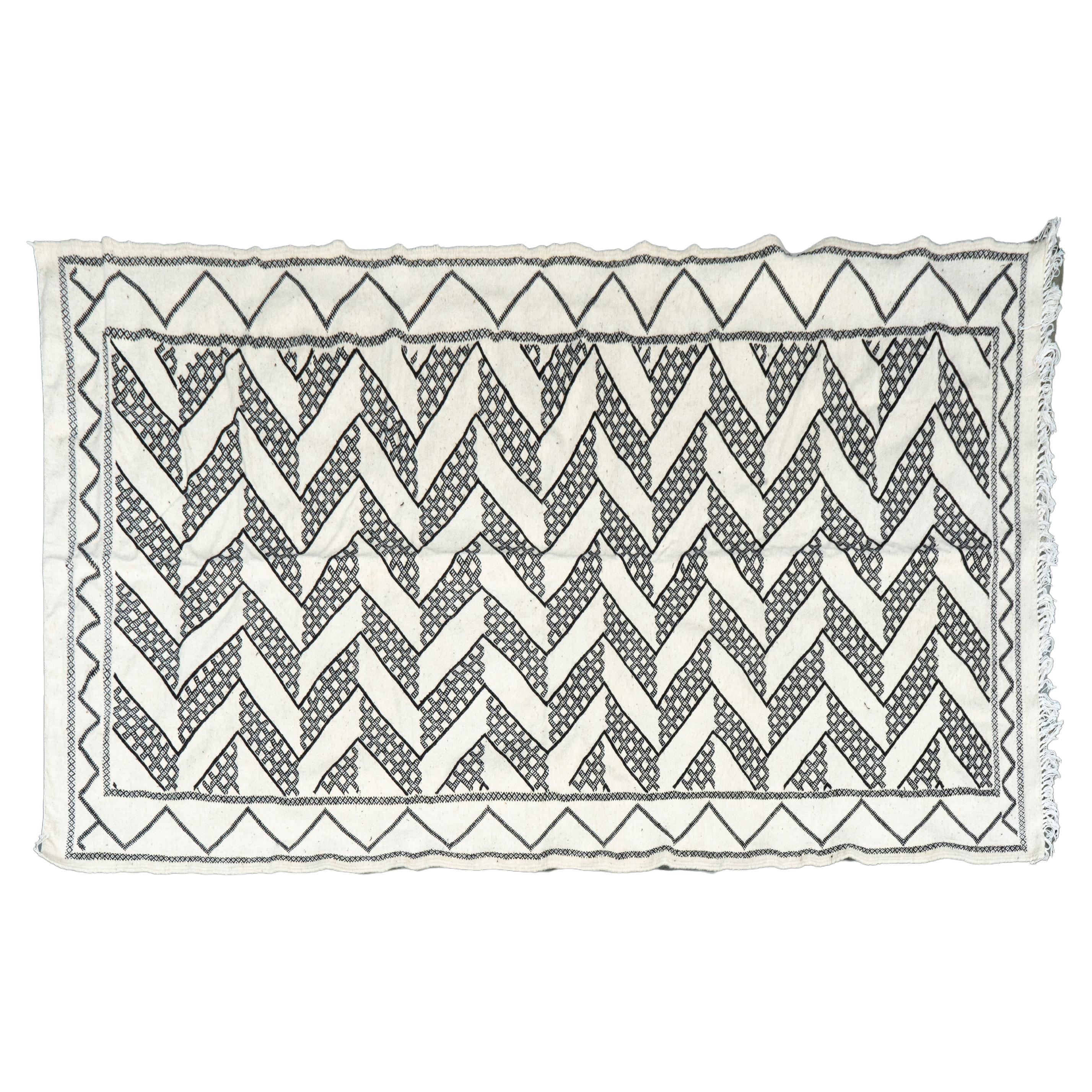 Black and White Moroccan Rug For Sale