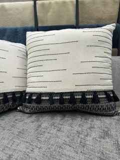 Black and White Moroccan Tassel Pillow