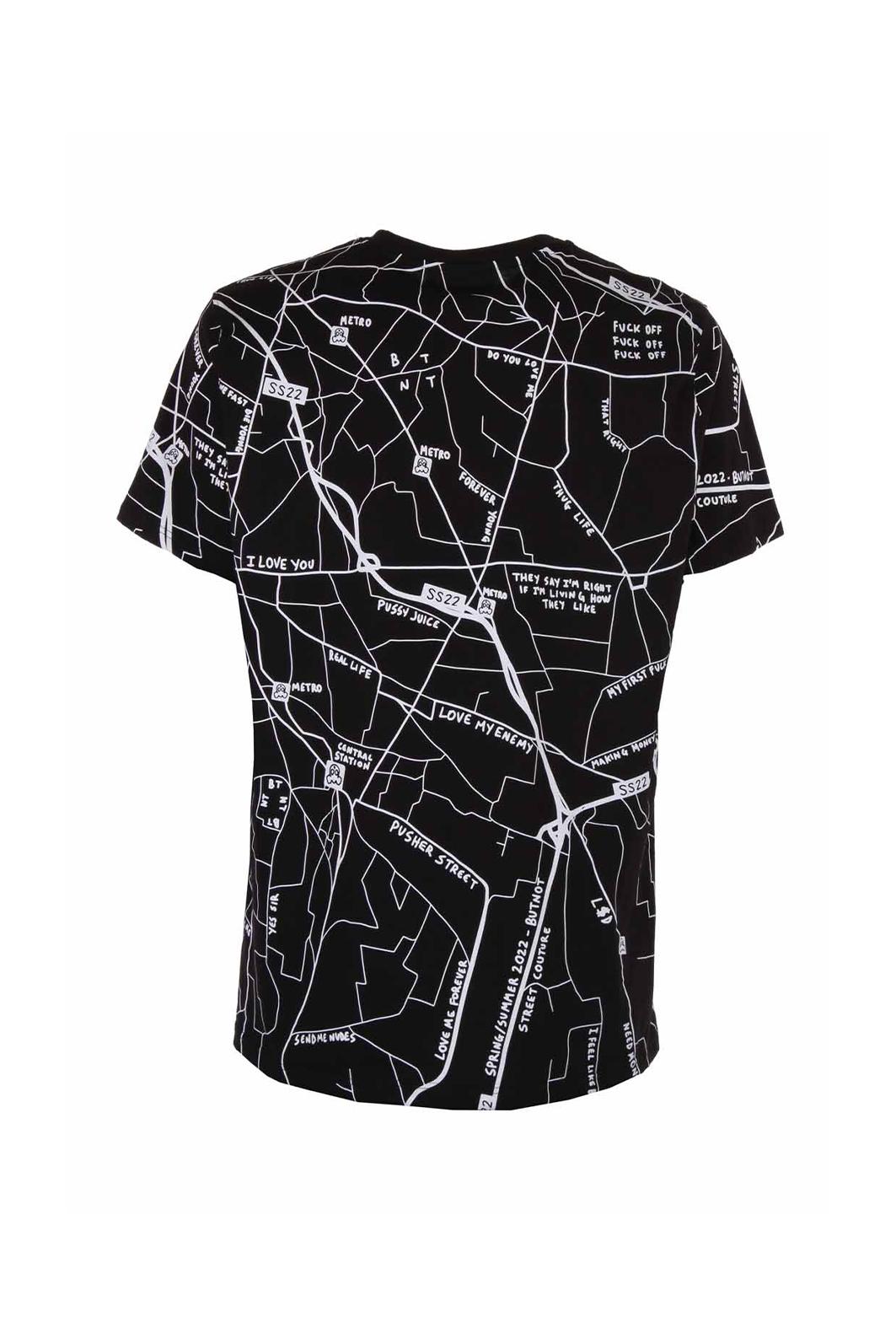 Men's Black and white multicoloured maps cotton t-shirt