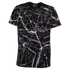 Black and white multicoloured maps cotton t-shirt