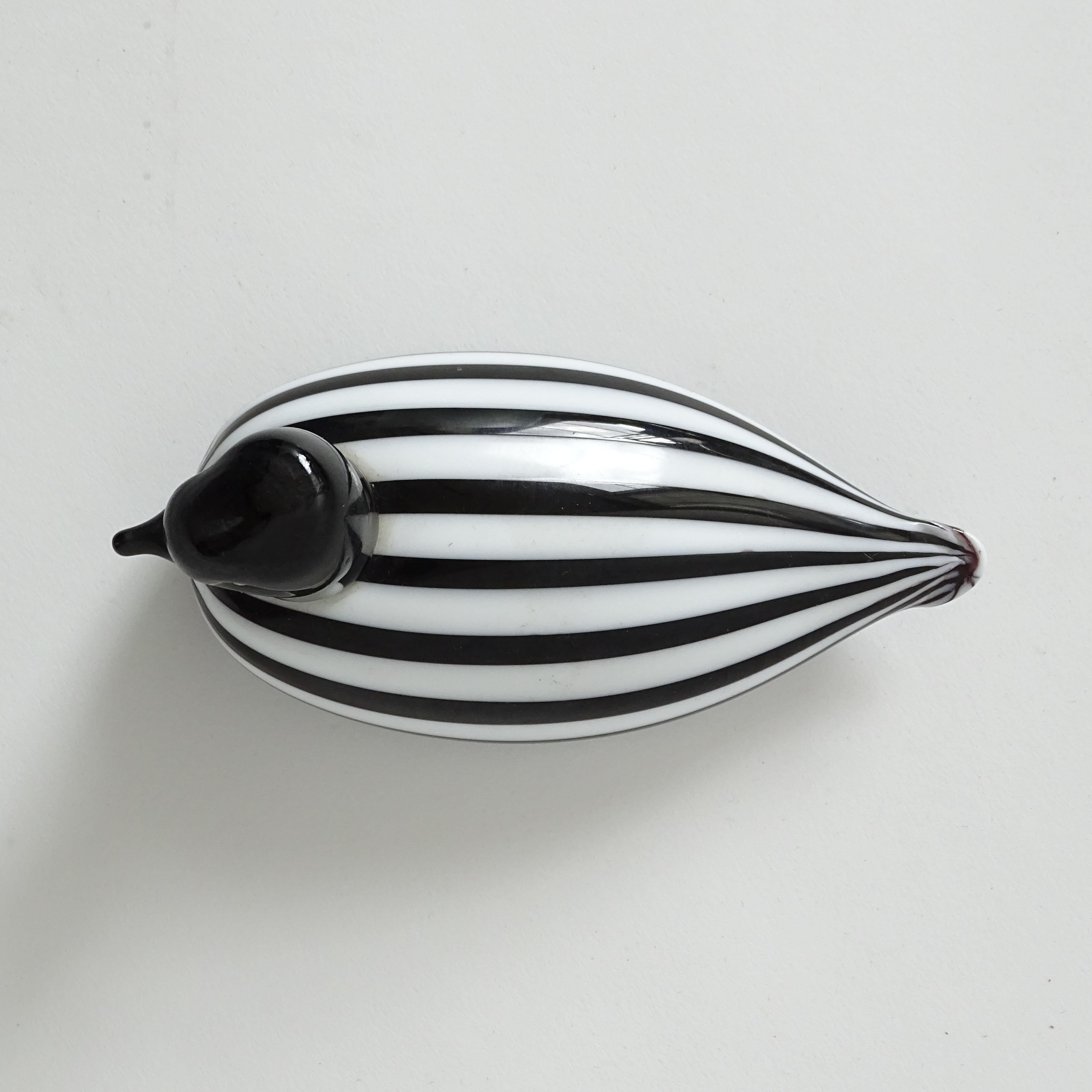 Italian Black and White Murano Glass Duck, Italy, 1950s For Sale