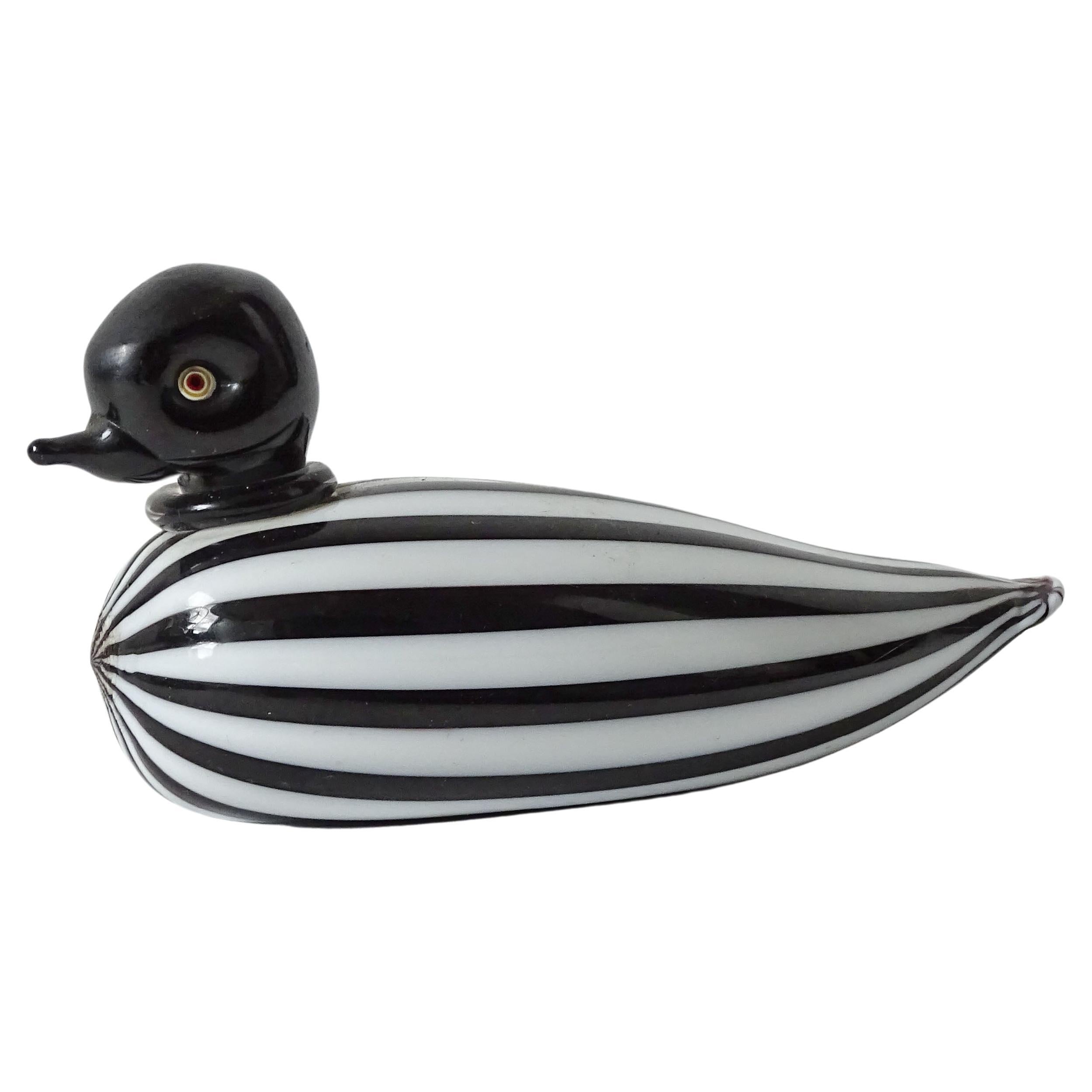 Black and White Murano Glass Duck, Italy, 1950s For Sale