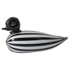 Vintage Black and White Murano Glass Duck, Italy, 1950s