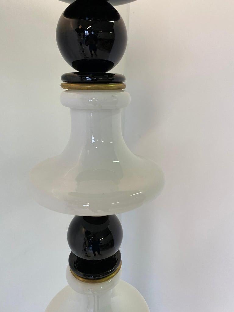 Black and White Murano Glass Floor Lamp In Good Condition In Meda, MB