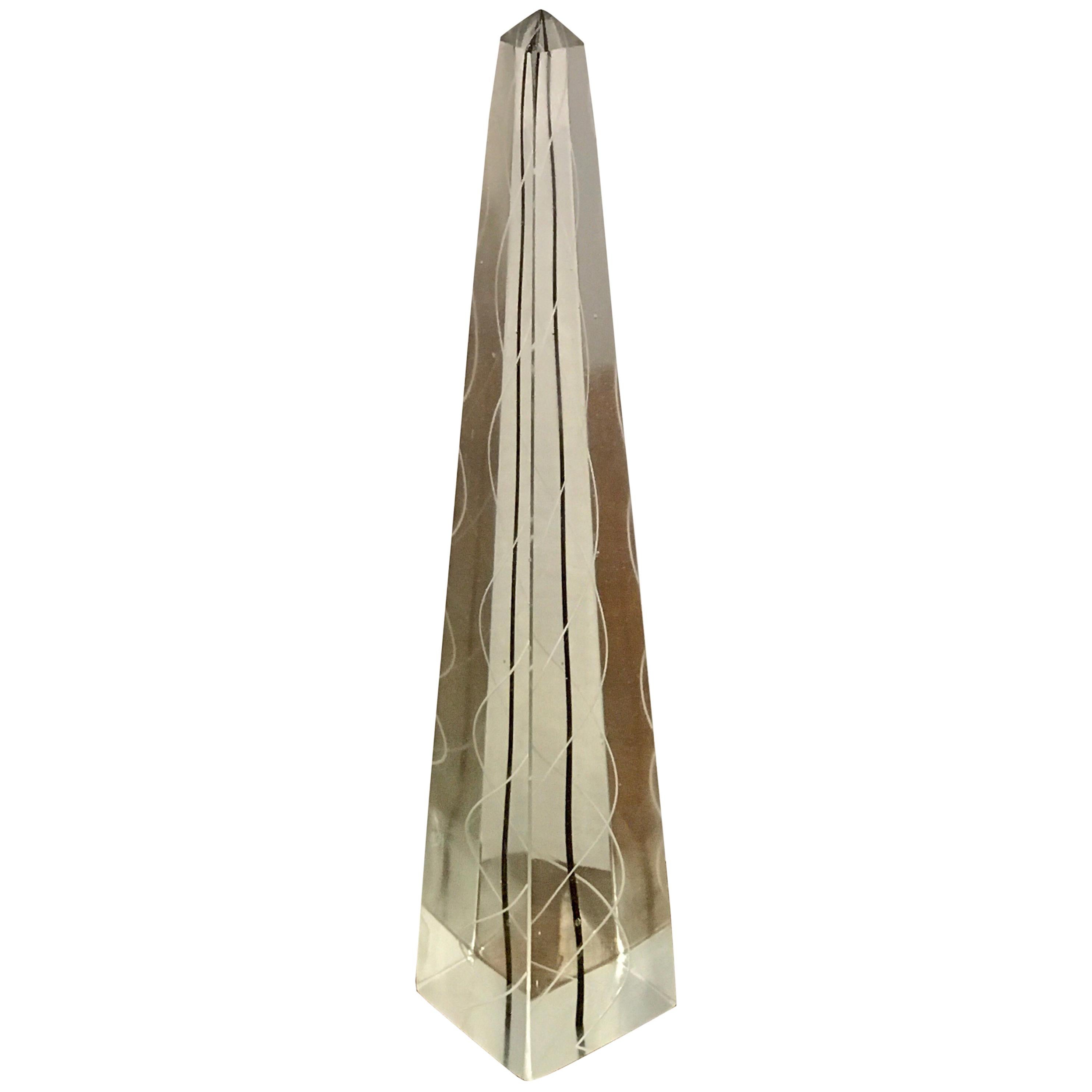 Black and White Murano Glass Obelisk