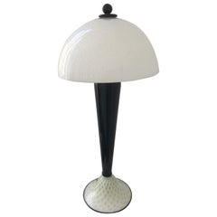 Black and White Murano "Mushroom" Table Lamp Attributed to Archimede Seguso