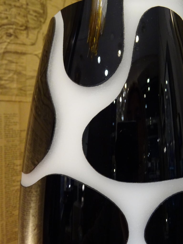 21 th Murano Vase  glass Black and White by Carlo Nason, Cow Model 4