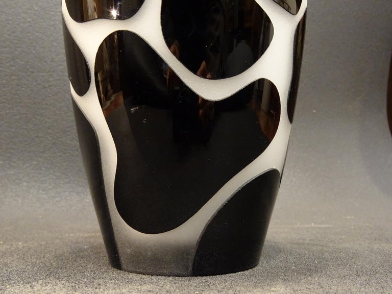 Art Glass 21 th Murano Vase  glass Black and White by Carlo Nason, Cow Model