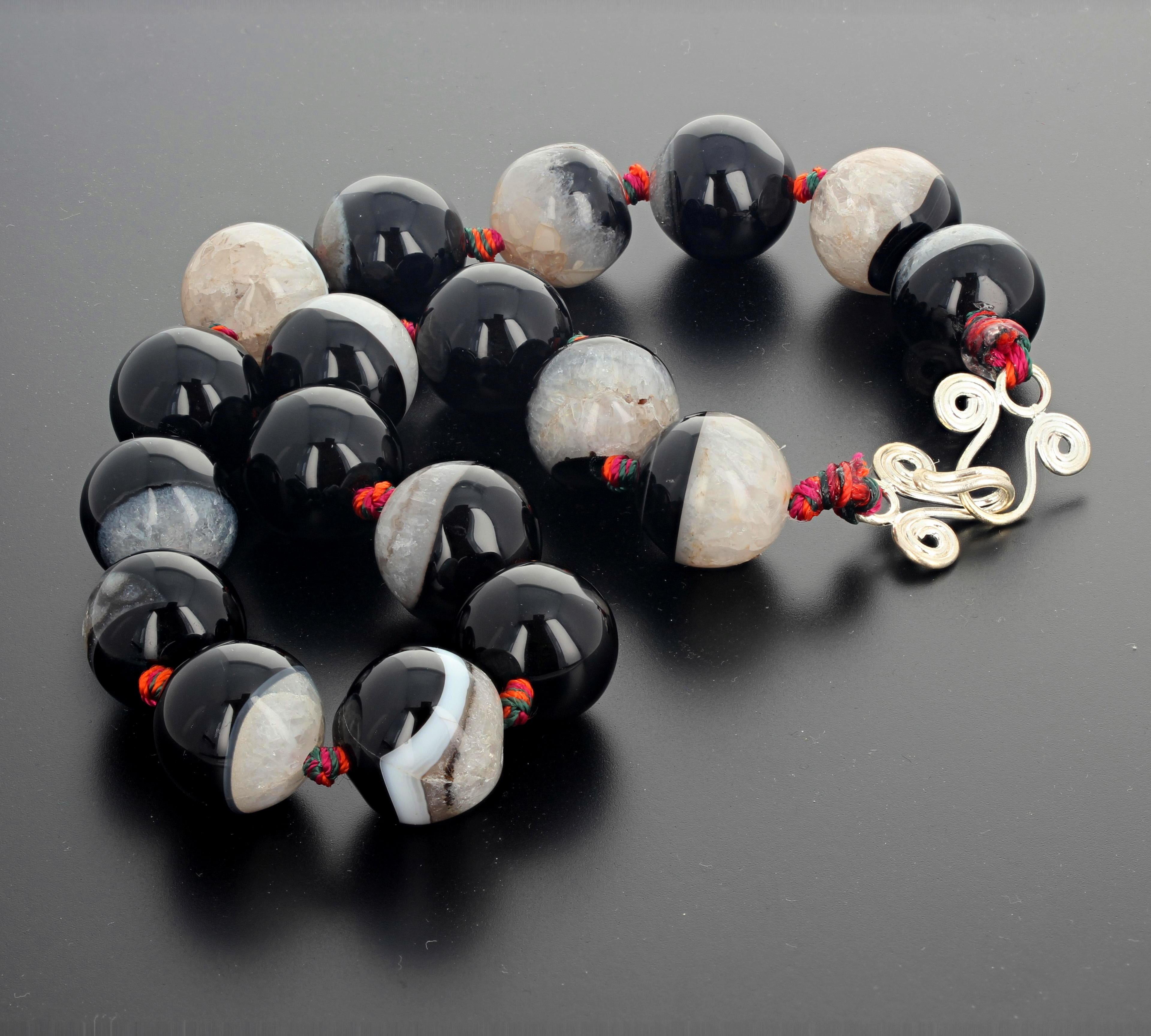 Black and White Natural Onyx Necklace 1