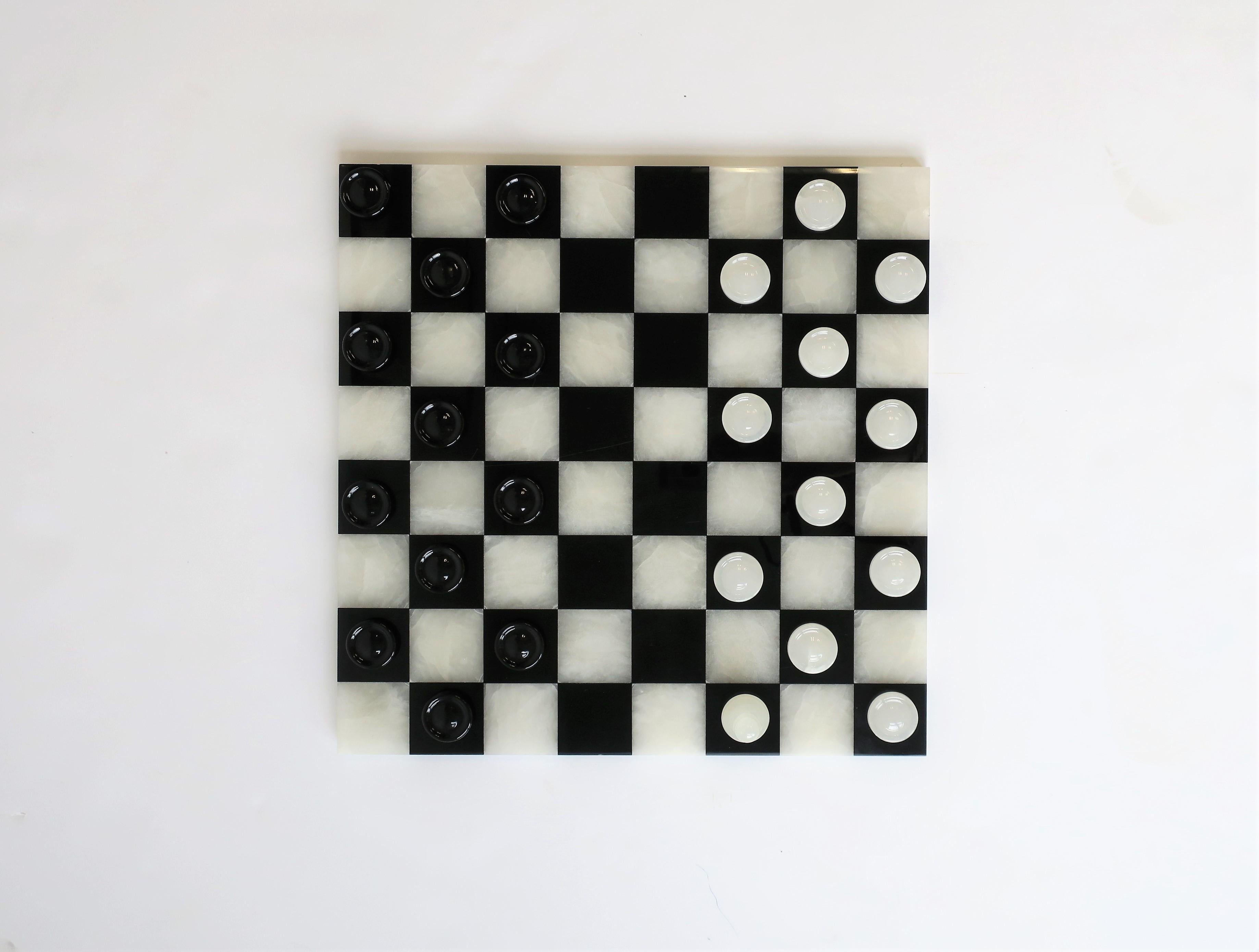 Black and White Onyx and Acrylic Chess and Tic-Tac-Toe Set Game Set 2