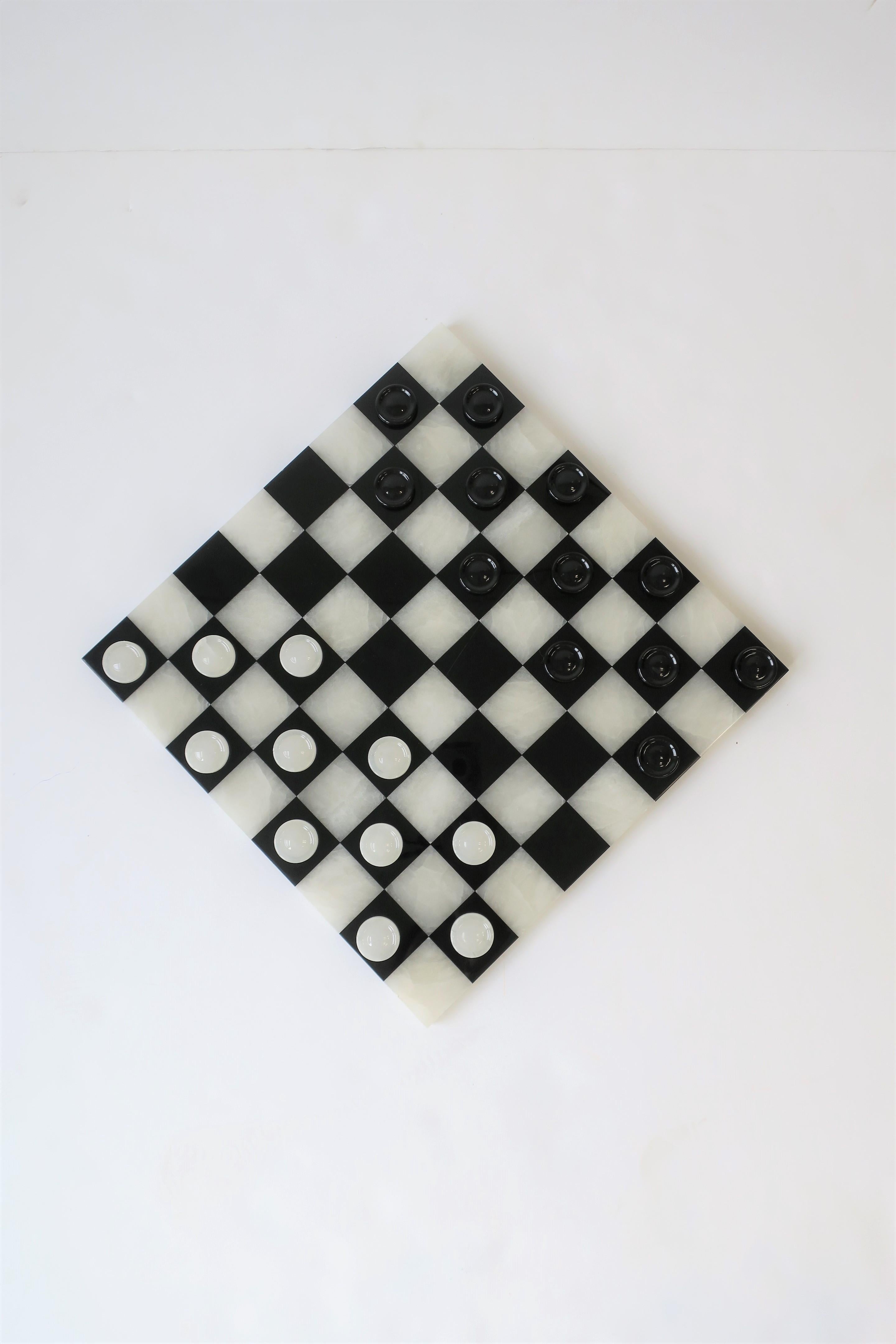 Black and White Onyx and Acrylic Chess and Tic-Tac-Toe Set Game Set 3