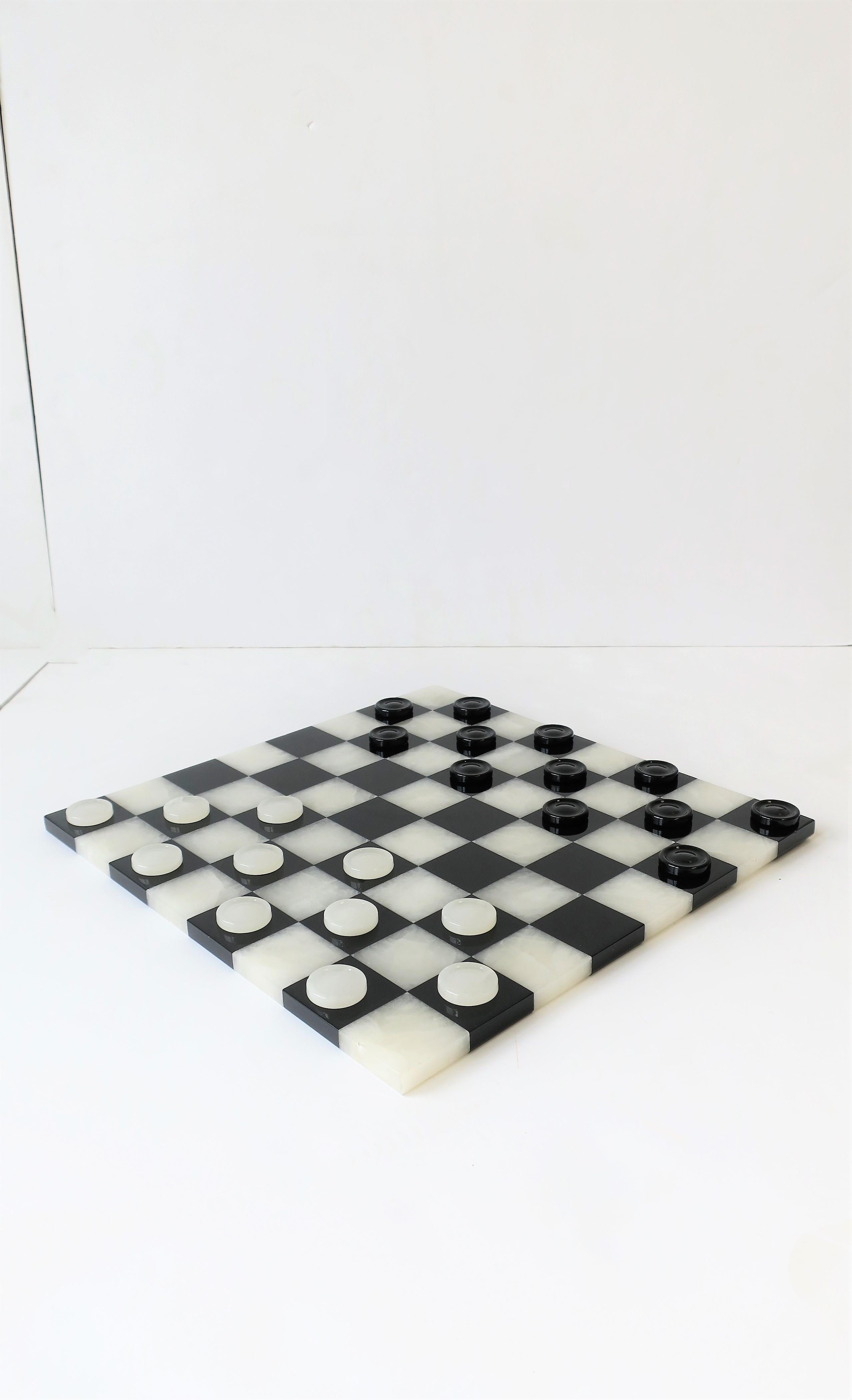 Black and White Onyx and Acrylic Chess and Tic-Tac-Toe Set Game Set 4