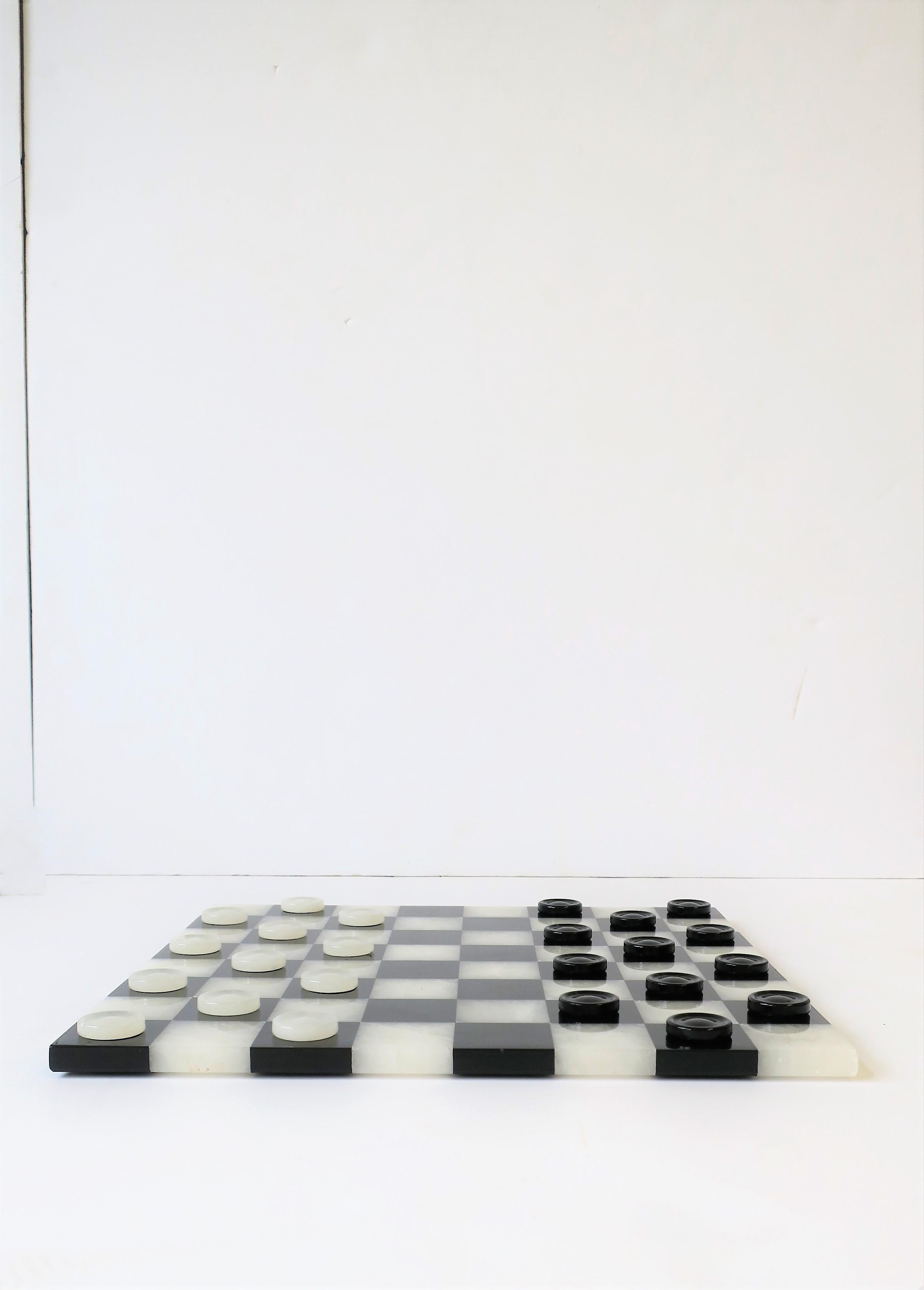 Black and White Onyx and Acrylic Chess and Tic-Tac-Toe Set Game Set 5