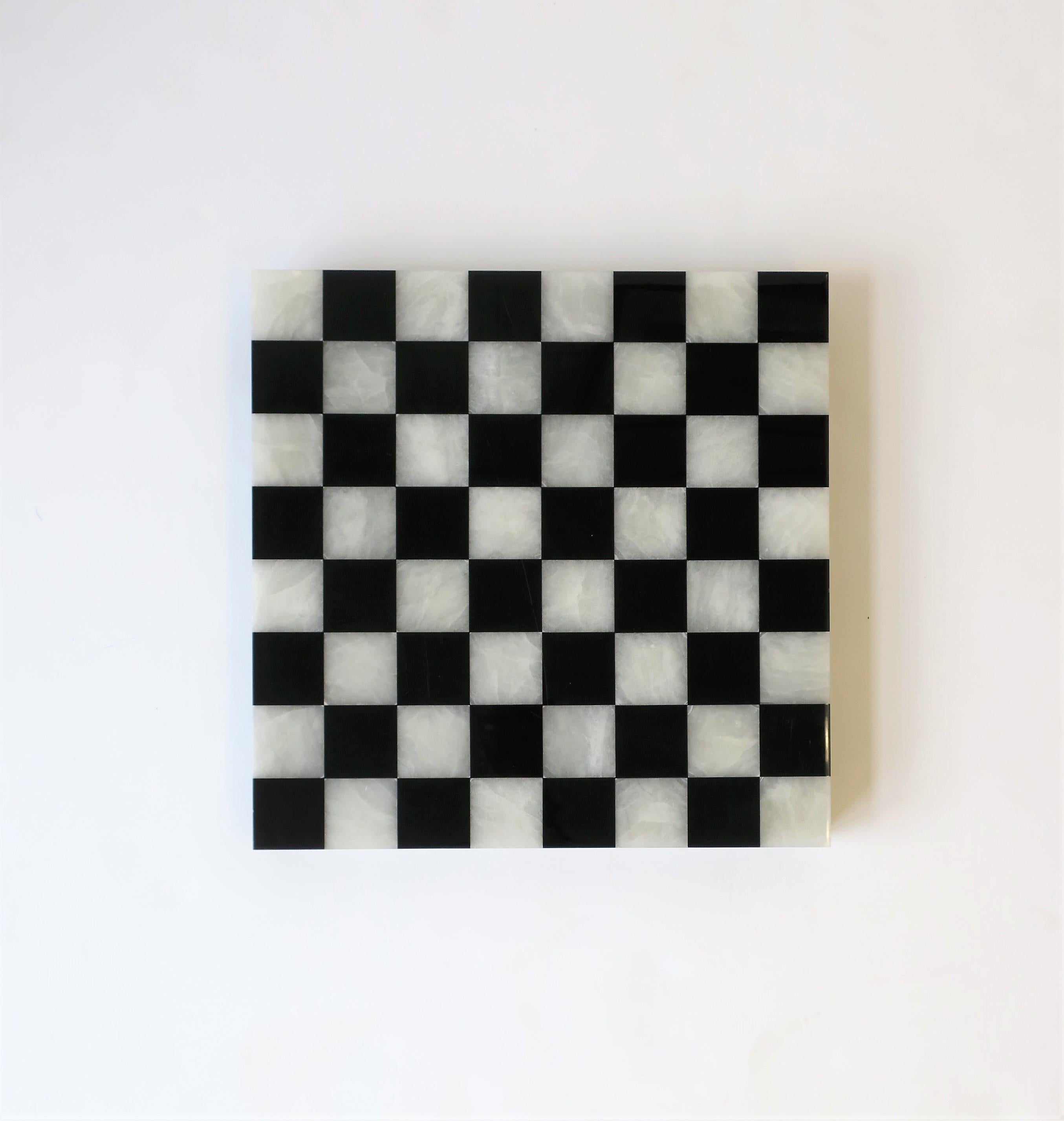 Modern Black and White Onyx and Acrylic Chess and Tic-Tac-Toe Set Game Set