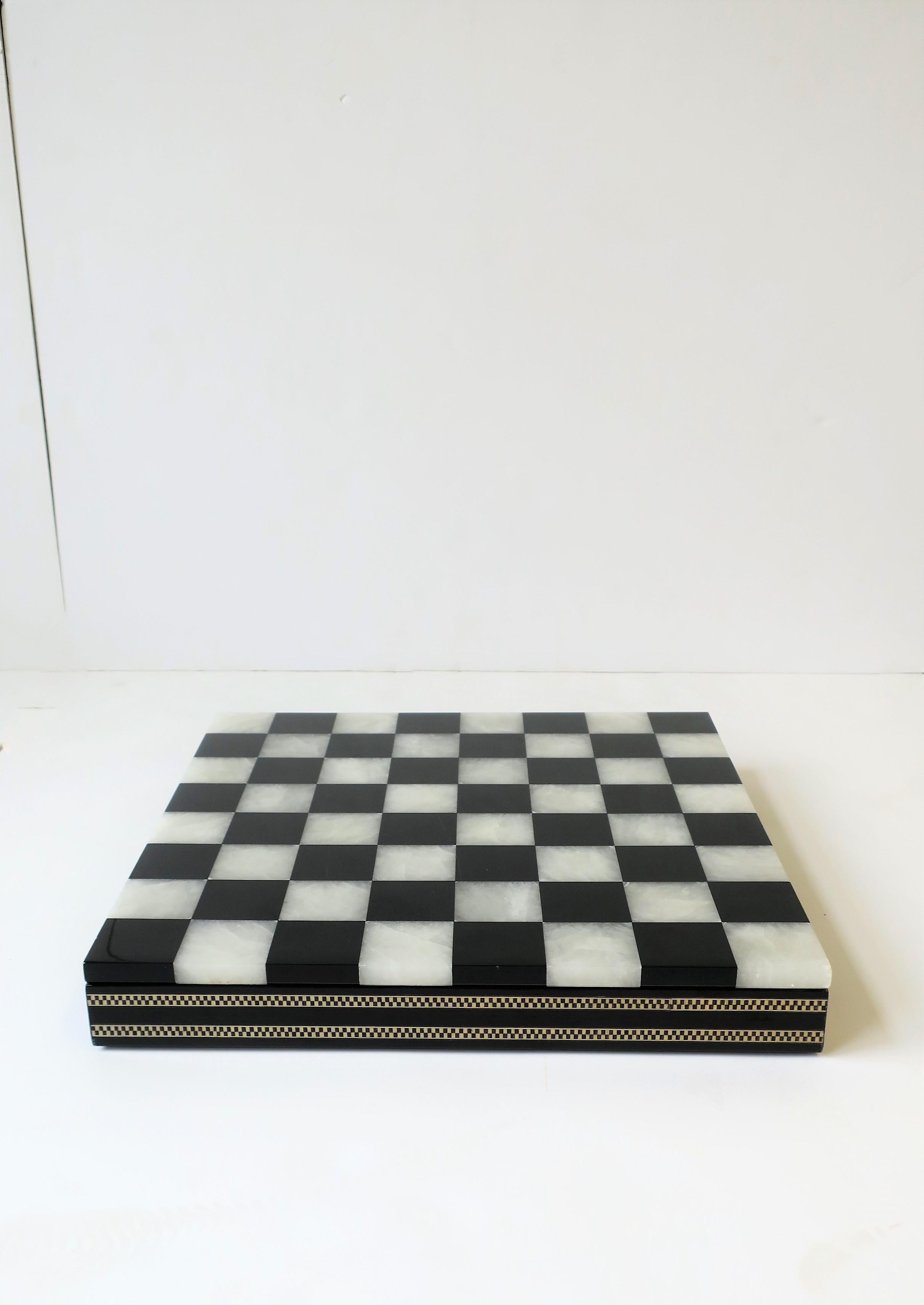 Unknown Black and White Onyx and Acrylic Chess and Tic-Tac-Toe Set Game Set