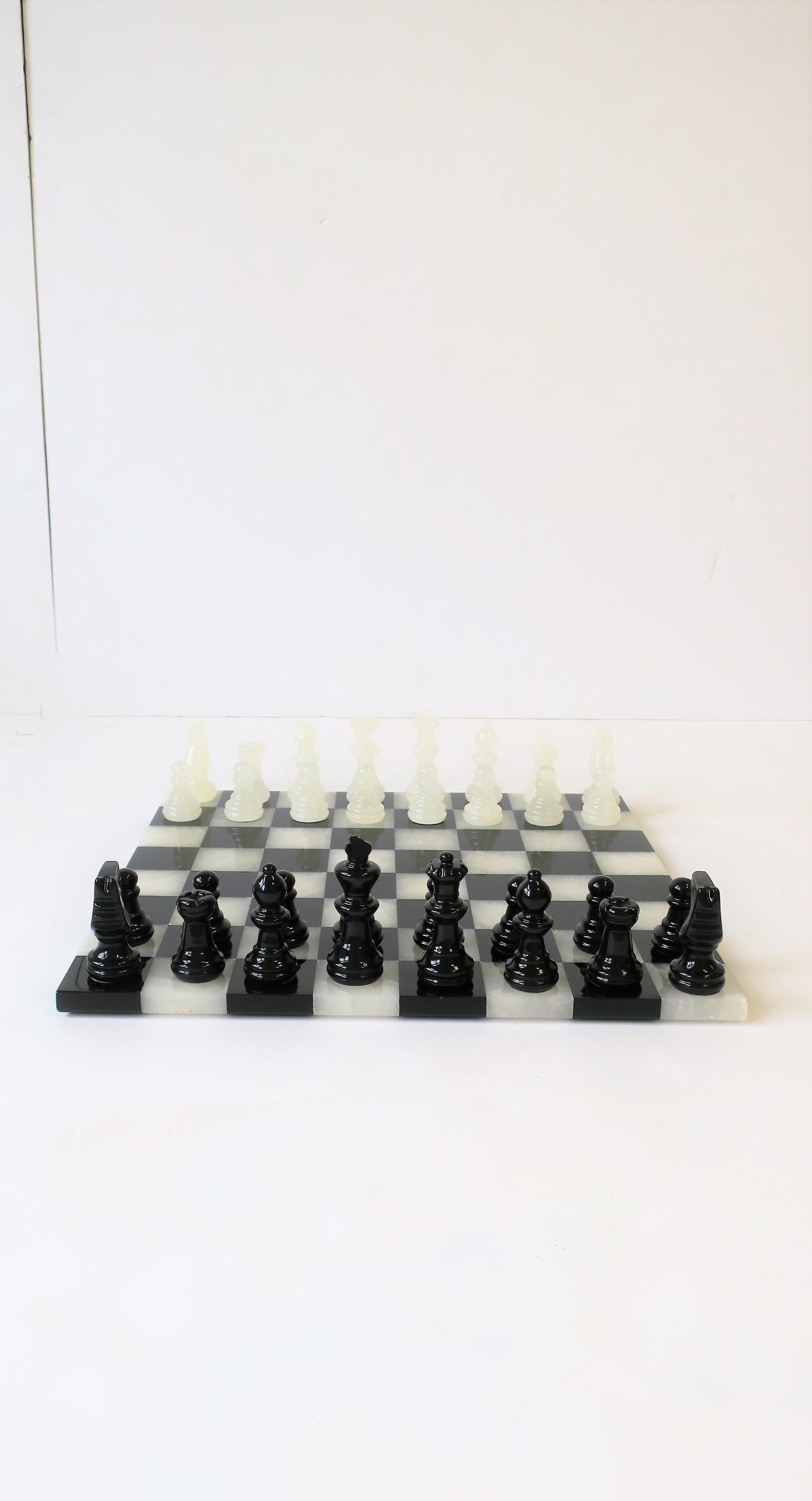 20th Century Black and White Onyx and Acrylic Chess and Tic-Tac-Toe Set Game Set