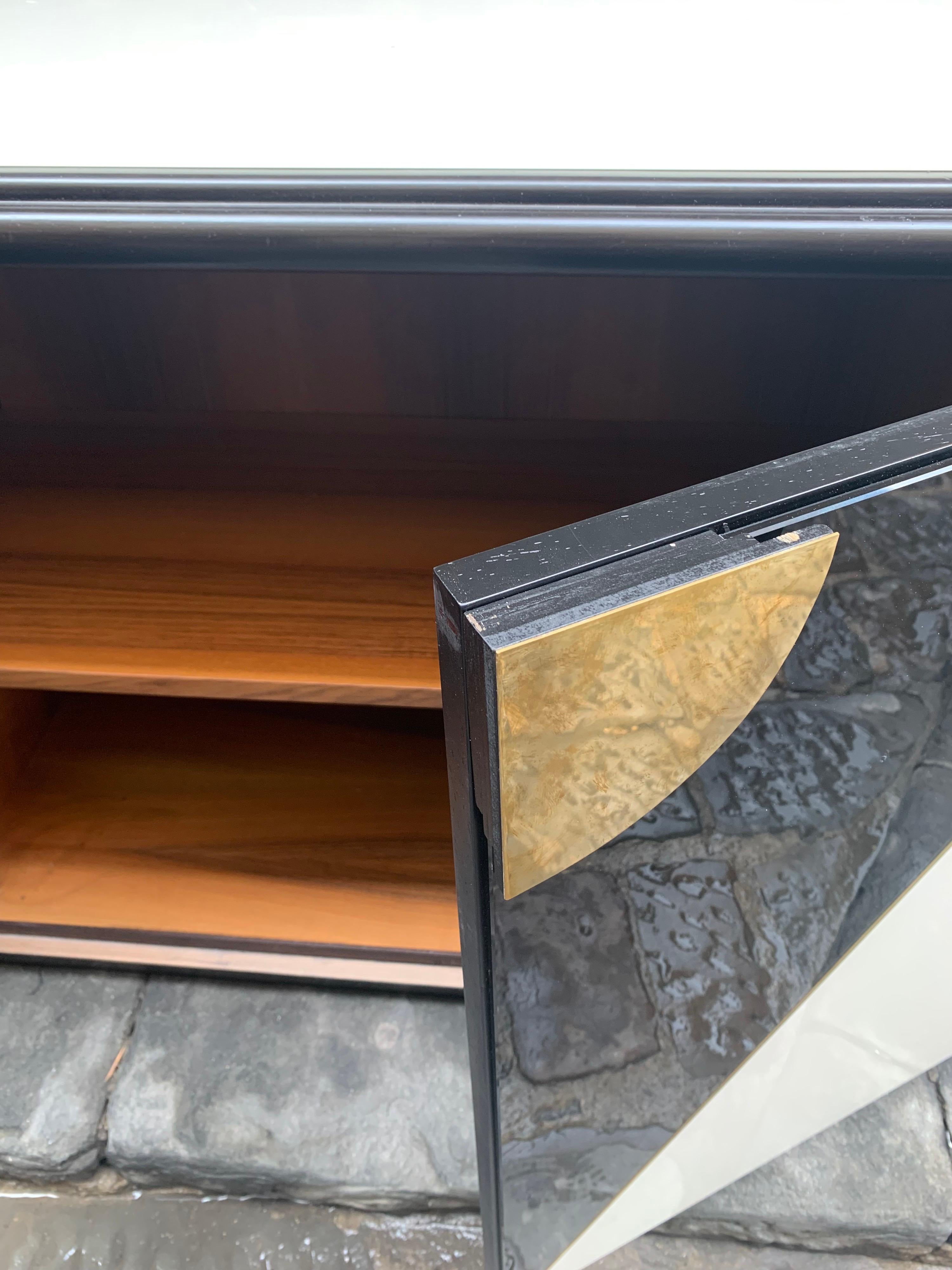 Black and White Opaline Glass Credenza with Geometric Design, 1980s 9