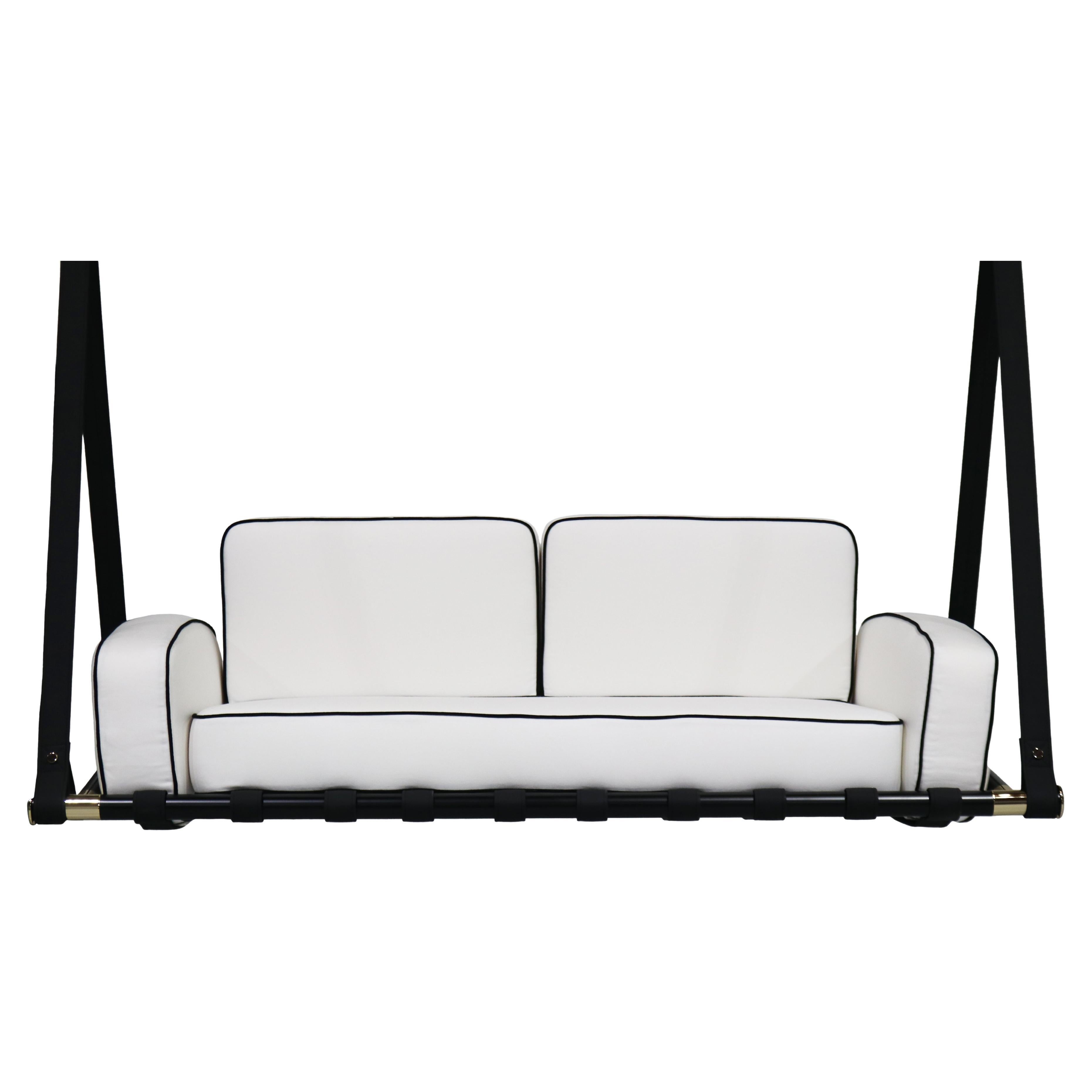 Black and White Outdoor Weather Resistant Hanging Sofa For Sale
