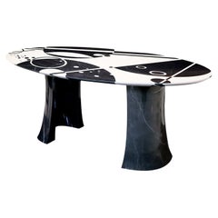 Black and White Oval Marble Table 