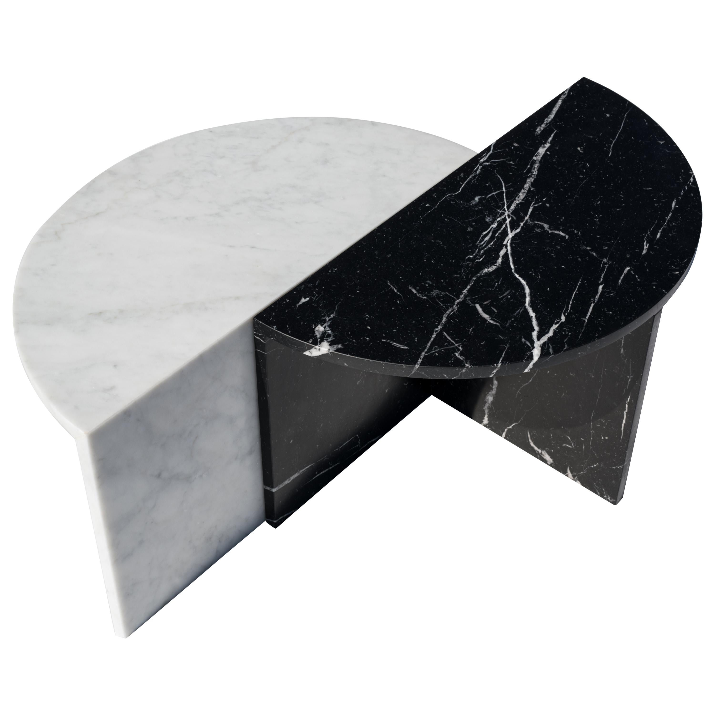 Black and White Pair of Marble Coffee Tables, Sebastian Scherer For Sale