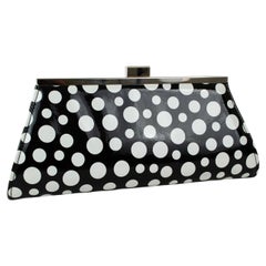 Black and White Patent Leather Polka Dot Clutch w Hidden Chain, Neiman’s - 2010s