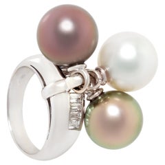 Black and White Pearl Pearl and Diamond Ring Design by Ella Gafter