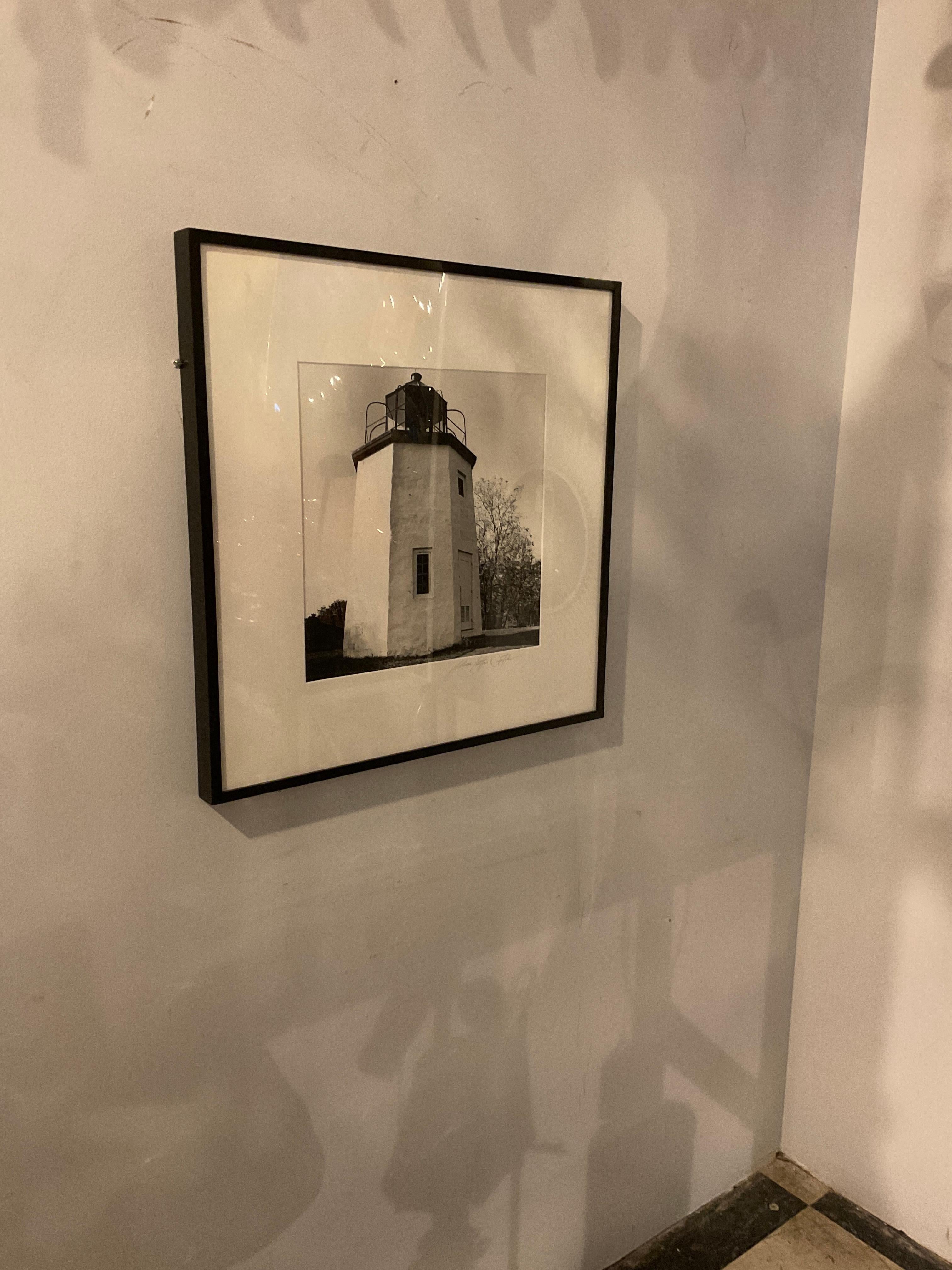 Contemporary Black And White Photo Of A Lighthouse By Ileane Bernstein Naprstek  For Sale