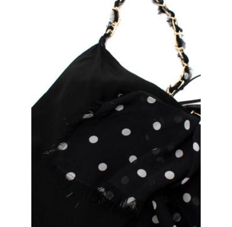 Women's Black and White Polka-dot Dress with Chain Straps For Sale
