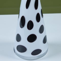 Black and White Polka Dot Glass Cone Vase