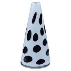 Black and White Polka Dot Glass Cone Vase
