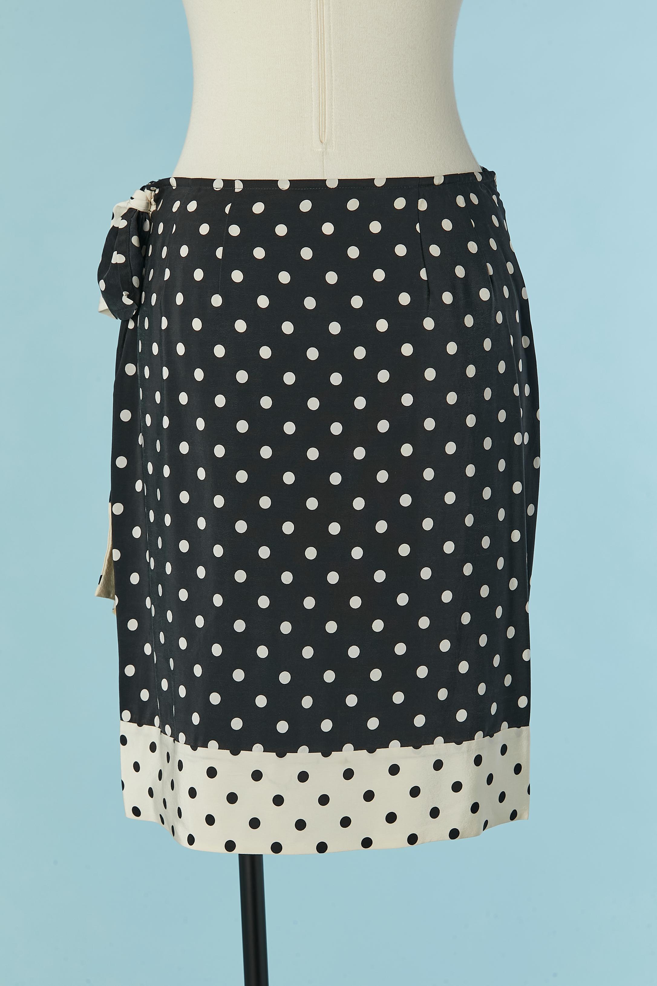 Black and white Polka dot print wrap dress EMANUEL by EMANUEL UNGARO Pour femmes en vente