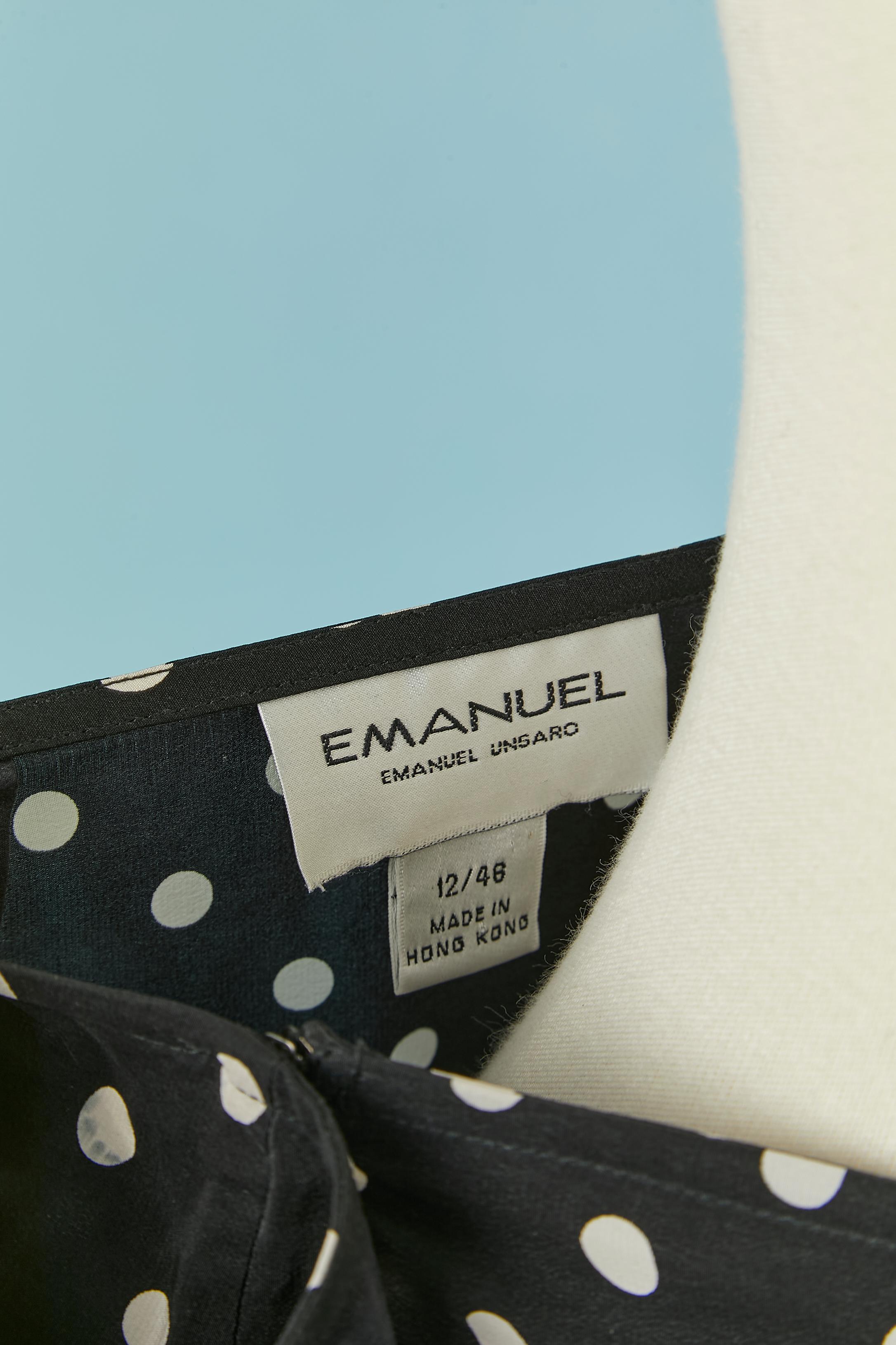 Black and white Polka dot print wrap dress EMANUEL by EMANUEL UNGARO en vente 1