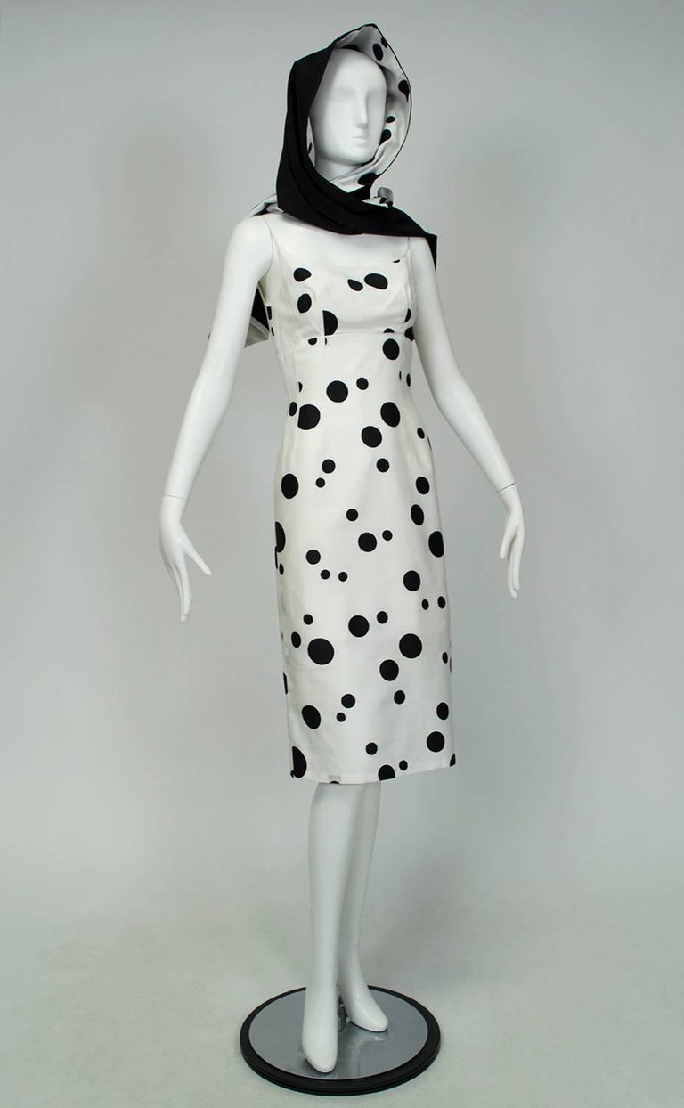 Cruella de Vil Polka Dot Wiggle Dress and Reversible Wrap XS, 1950s