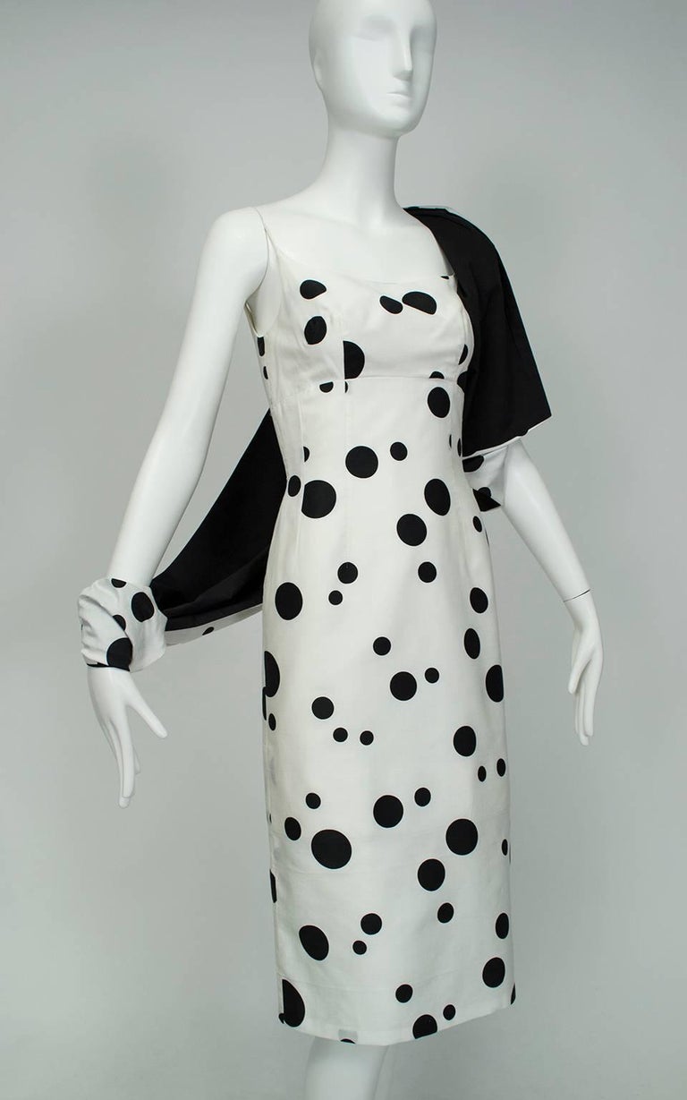 Cruella de Vil Polka Dot Wiggle Dress and Reversible Wrap XS, 1950s