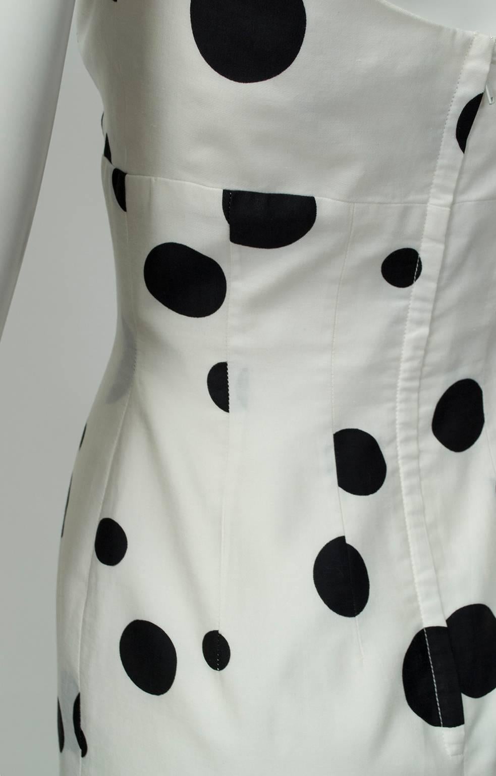 Cruella de Vil gepunktetes Kleid und Wrap mit Wendefunktion - XS, 1950er Jahre Damen im Angebot