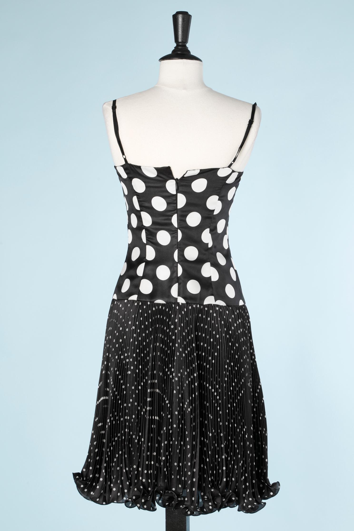 Black and white Polka-dots silk cocktail dress Luisa Spagnoli For Sale 1