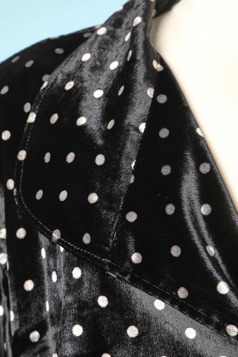 Women's Black and white polka dots silk velvet ensemble Ungaro Solo Dona  For Sale