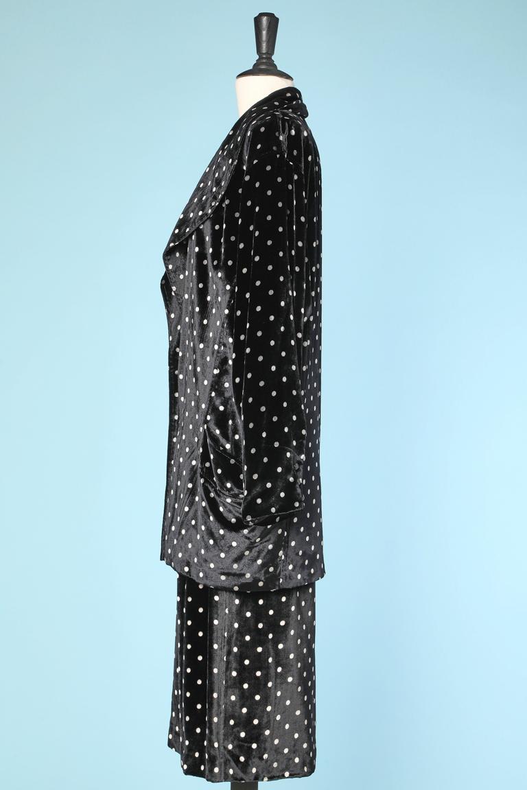 Black and white polka dots silk velvet ensemble Ungaro Solo Dona  For Sale 3