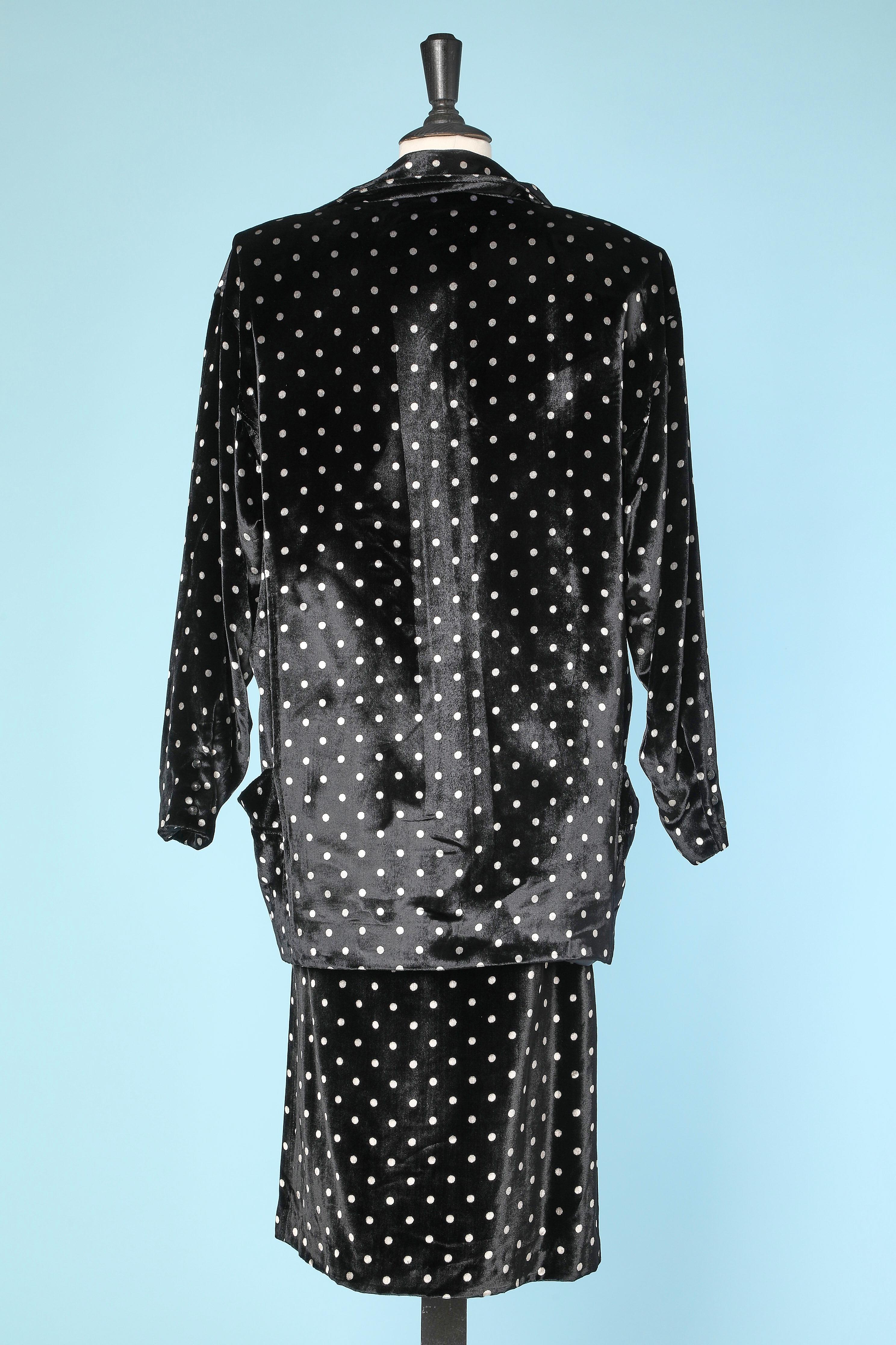 Black and white polka dots silk velvet ensemble Ungaro Solo Dona  For Sale 4