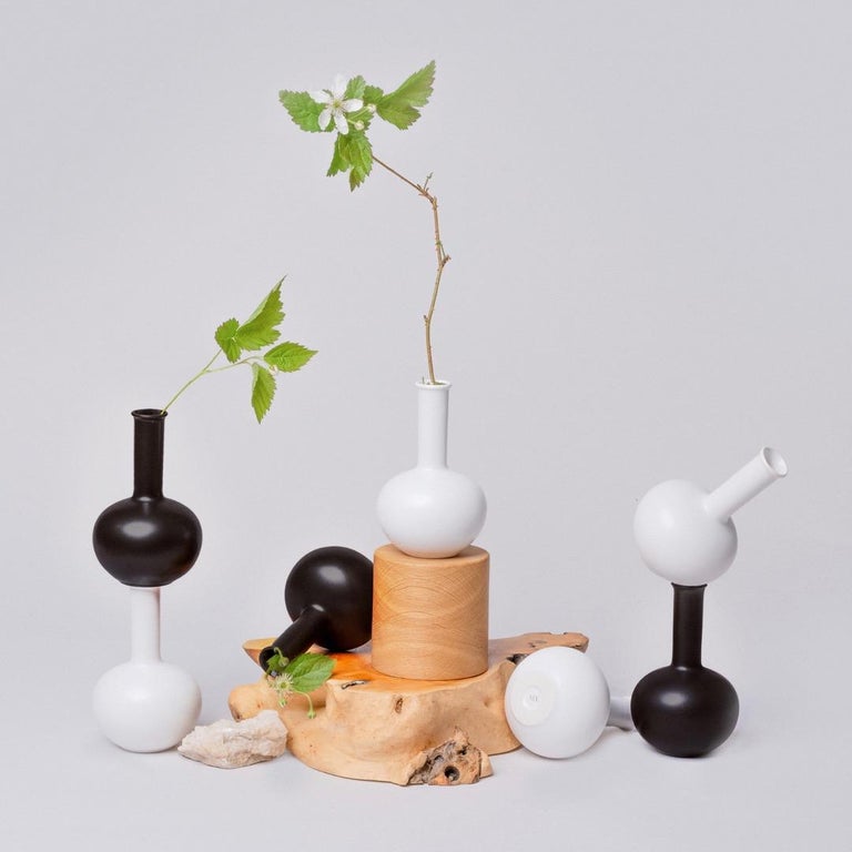 Black and White Porcelain Vase Set at 1stDibs
